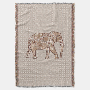 Fraktal wirbelnder Elefant - braun und taupe Decke