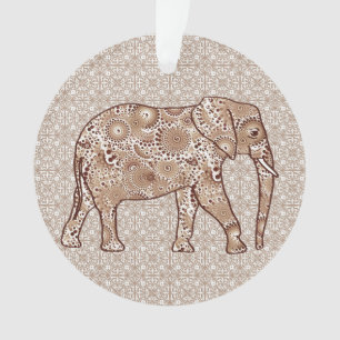 Fraktal wirbelnder Elefant - braun und taupe Ornament