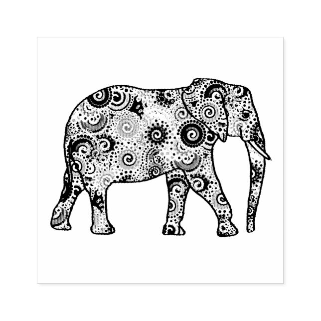 Fraktal wirbelnder Elefant Gummistempel (Prägung)