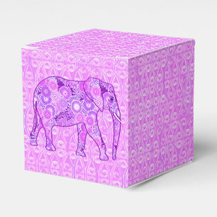 Fraktal wirbelnder Elefant - lila und orchid Geschenkschachtel