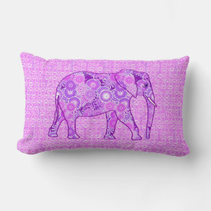 Fraktal wirbelnder Elefant - lila und orchid Lendenkissen
