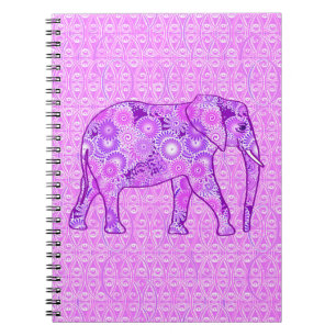 Fraktal wirbelnder Elefant - lila und orchid Notizblock