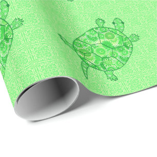 Fraktal-wirbelschildkröte - Limon und smaragdgrün Geschenkpapier