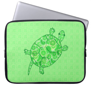 Fraktal-wirbelschildkröte - Limon und smaragdgrün Laptopschutzhülle