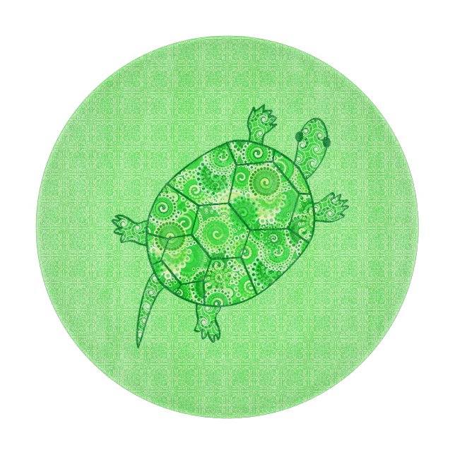 Fraktal-wirbelschildkröte - Limon und smaragdgrün Schneidebrett (Vorderseite)