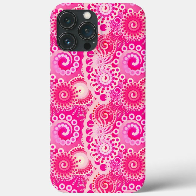 Fraktal wirlförmig, Fuchsienrosa Case-Mate iPhone Hülle (Rückseite)
