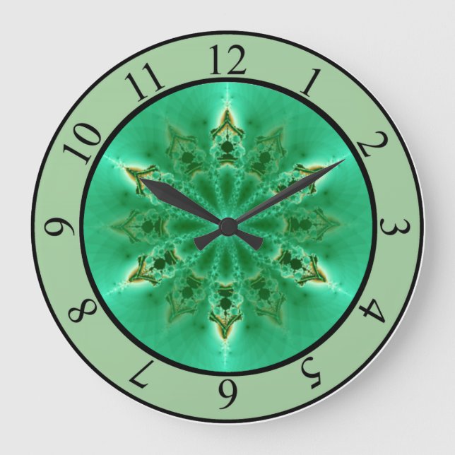FRAKTAL ZEIT KLOCK. FRAKTAL STAR BLUME DESIGN GROßE WANDUHR (Vorderseite)