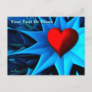 Fraktale blaue Herzblume Postkarte