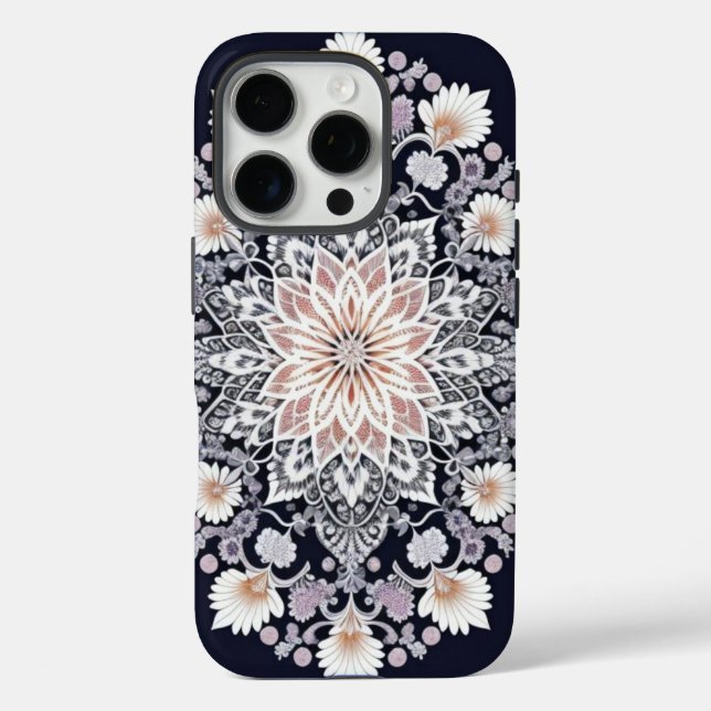 Fraktale Blumenkunst iPhone 16 Pro Hülle (Rückseite)