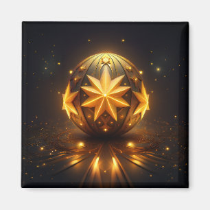 Fraktale Fantasie Bronze Kugel Gold Sterne Magnet
