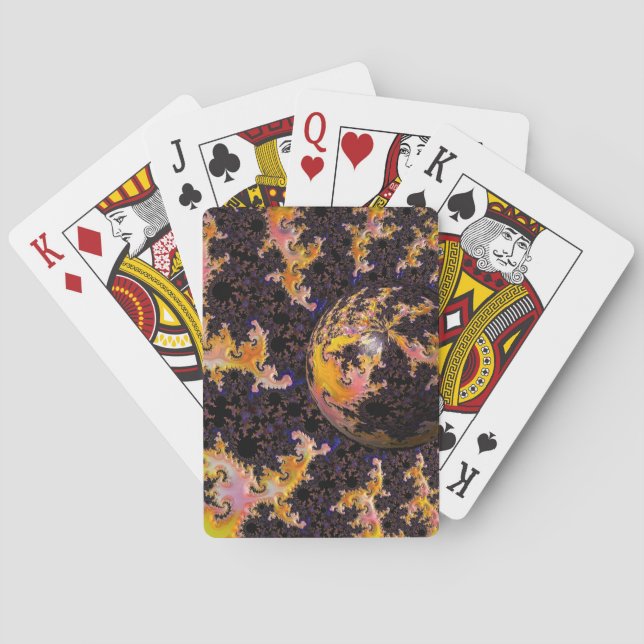 Fraktale Feuersbrunst-Kugel Spielkarten (Rückseite)