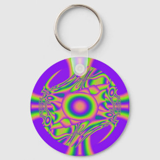 Fraktale Krümmung Lila Grün Psychedelisch Schlüsselanhänger