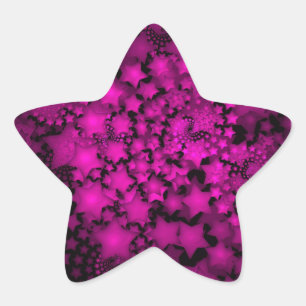 Fraktale Kunst Hot Pink Neonsterne Stern-Aufkleber