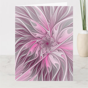 Fraktale pinke Blumen-Träumerei, florales Fantasy- Dankeskarte