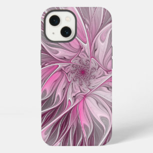 Fraktale pinke Blumen-Träumerei, florales Fantasy- iPhone Hülle
