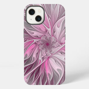 Fraktale pinke Blumen-Träumerei, florales Fantasy- iPhone Hülle