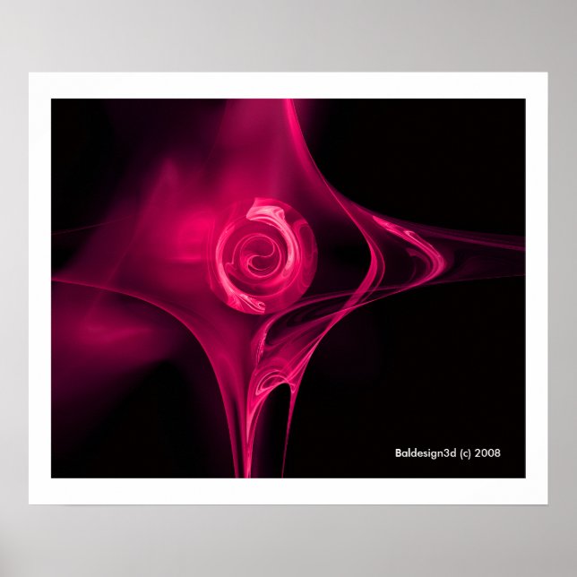 FRAKTALE ROSE, rosa Fuchsie Poster (Vorne)