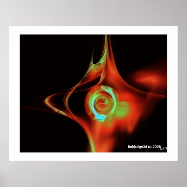 FRAKTALE ROSE, rot grün blau Poster (Vorne)