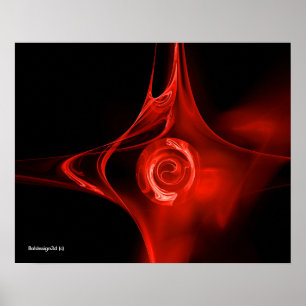 FRAKTALE ROSE, rot, schwarz Poster