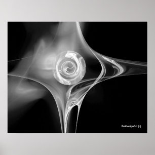 FRAKTALE ROSE, schwarz und weiß Poster