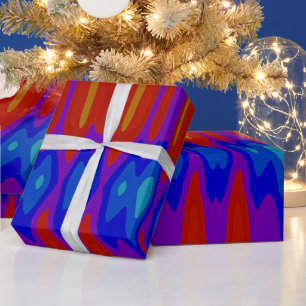 ~ Fraktales Muster Rot Blau Orange Schattierungen Geschenkpapier