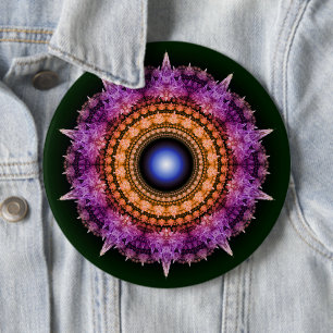 Fraktales violettes Kristallmuster Button