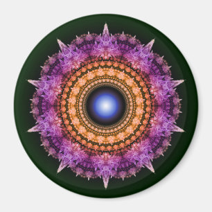Fraktales violettes Kristallmuster Magnet