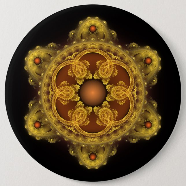 Fraktalkunst Fee Mandala Button (Vorderseite)
