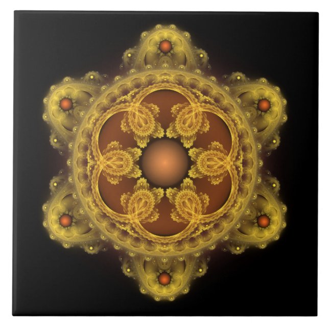 Fraktalkunst Fee Mandala Fliese (Vorderseite)