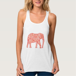 Fraktalstrudelelefant - korallenrotes Orange und Tank Top
