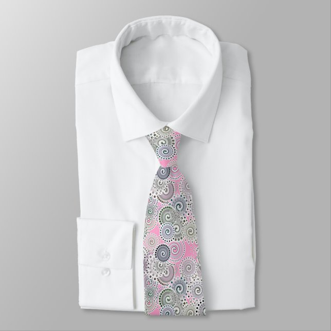 Fraktalstrudelmuster, -ROSA und -GRAU Krawatte (Gebunden)