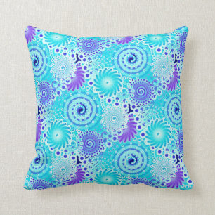 Fraktalstrudelmuster, Türkis, Aqua, blau Kissen