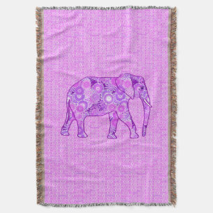 Fraktalwirbel-Elefant - lila und Orchidee Decke