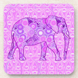 Fraktalwirbel-Elefant - lila und Orchidee Getränkeuntersetzer