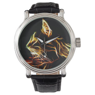 Fraktatisches Katzenprofil Armbanduhr