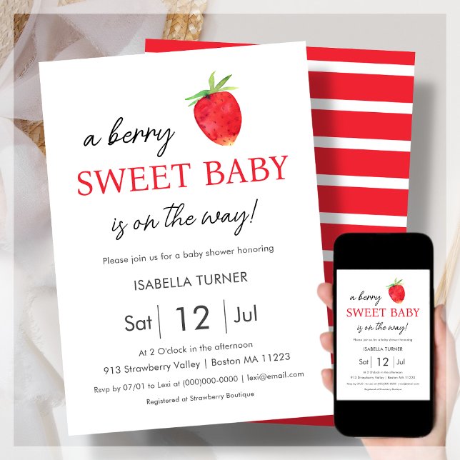 Framboise | Berry Sweet Baby shower Invitation (Créateur téléchargé)
