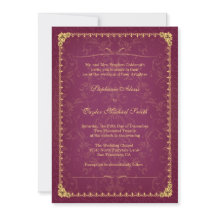 Framboise foncée et or élégante invitation de mari