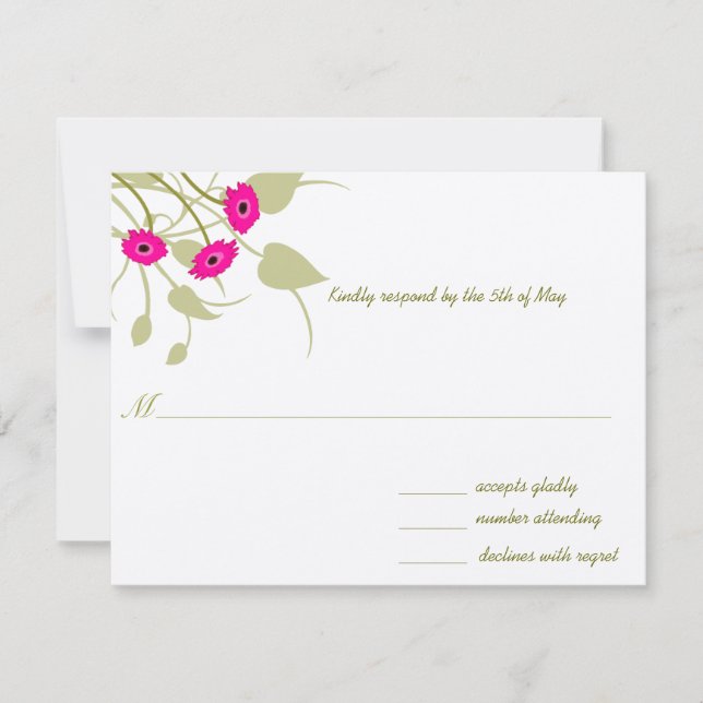 Framboise Gerbers on Lime Wedding RSVP (Devant)