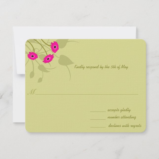 Framboise Gerbers on Lime Wedding RSVP (Devant)