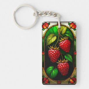 Framboises rouges et feuillage vert