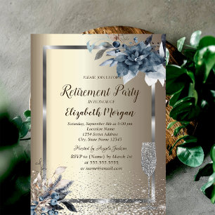 Frame Confetti Winter Blume Champagnervorrat Einladung