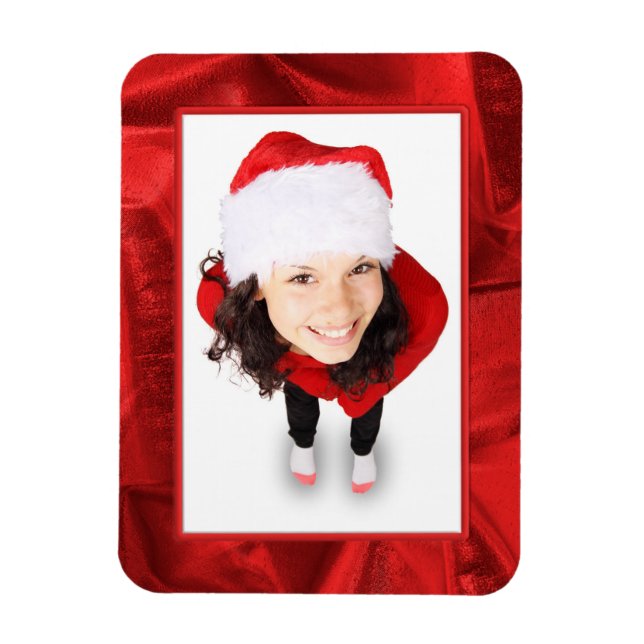 Frame - Red Metallic Crumpled Fabric Foto Magnet (Vertikal)