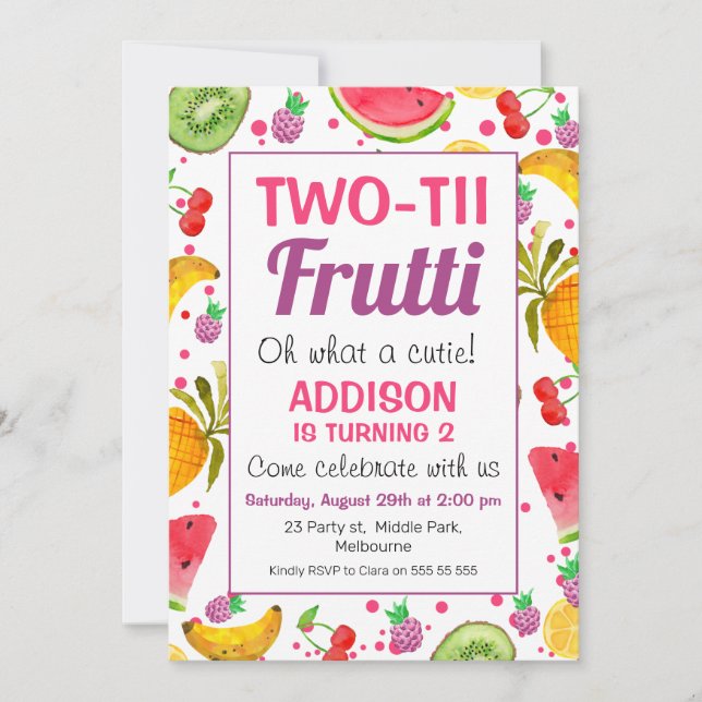 Frame Two-tti Frutti 2e Invitation d'anniversaire (Devant)