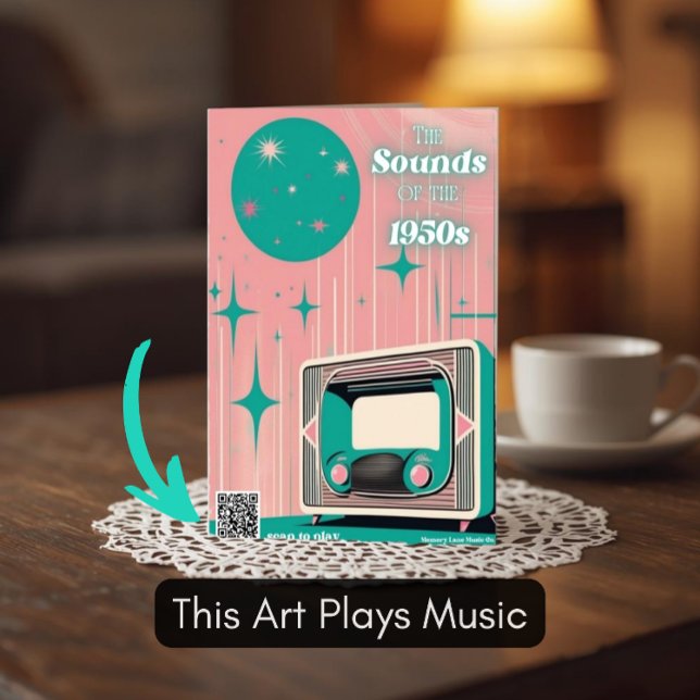 Framed 1950s Music Art Dementia Gift with QR Code Acrylschild (Von Creator hochgeladen)