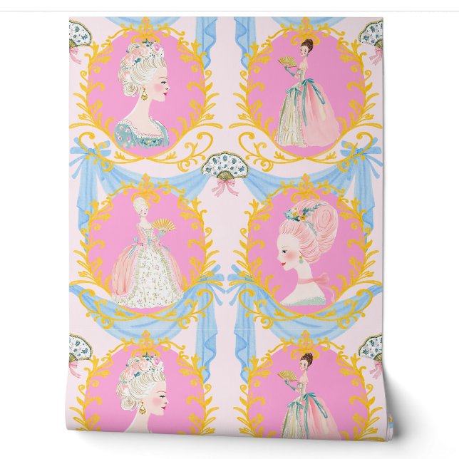 Framed  Rococo Baroque Coquette Marie Antoinette Tapete (Abrollen)