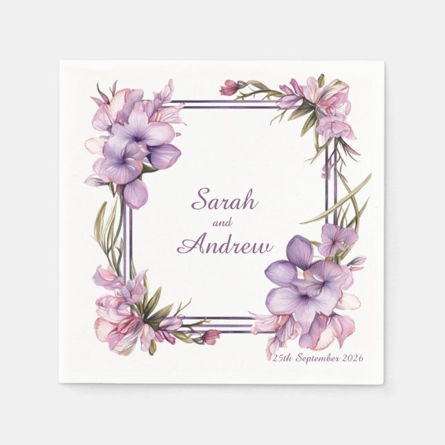 Framing Lilah Blume: Personalisierte Hochzeit von  Serviette (Vorderseite)