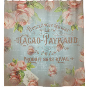 Français floral de lettre rose de cru de rideau e