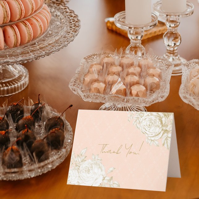 Français Floral Elégant Toile rose Merci or (Créateur téléchargé)