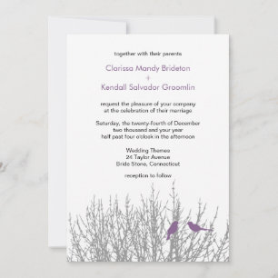 Français Lilac Inséparables Mariages Invitation pe