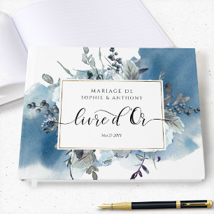 Français, Livre d'Or, Livre d'or Floral Bleu